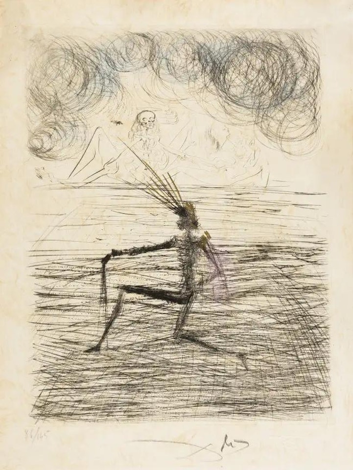 Chevalier à genou (Field 69-1K; M&L 305k) by Salvador Dali