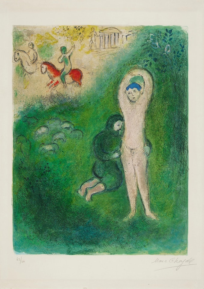 Daphnis et Gnathon, from Daphnis et Chloé (see Cramer 46) by Marc Chagall