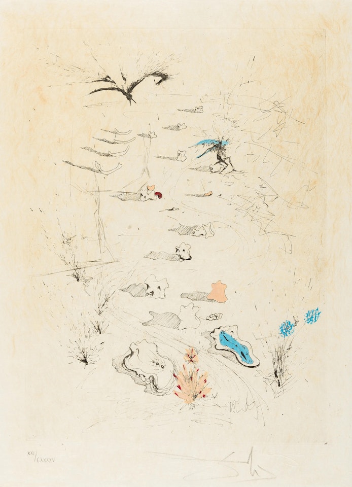 Tête d"épines (Les Tranchée), from "Poemes Secrets" by Guillaume Apollinaire (Field 67-10 D; M&L 192f) by Salvador Dali