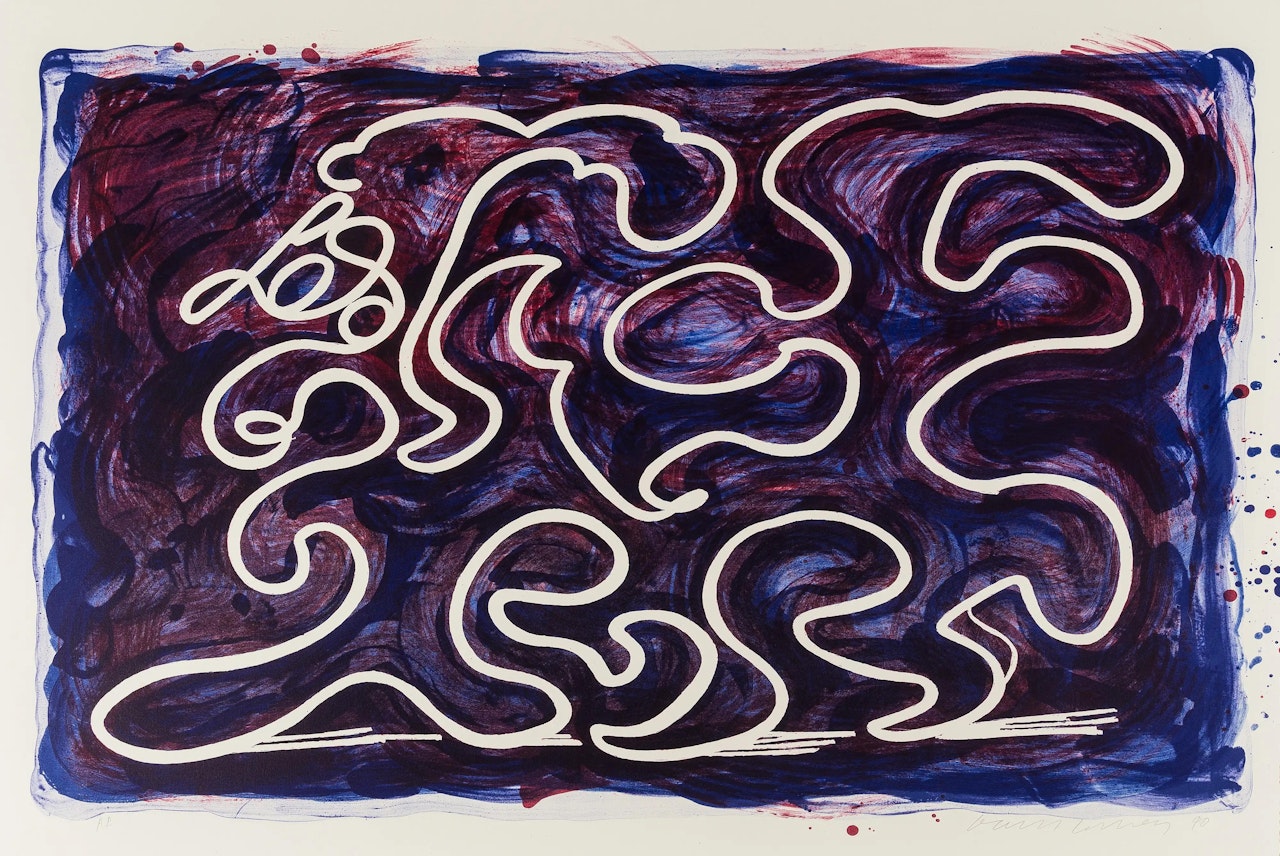 White Lines Dancing in Printing Ink (Tokyo 323) by David Hockney