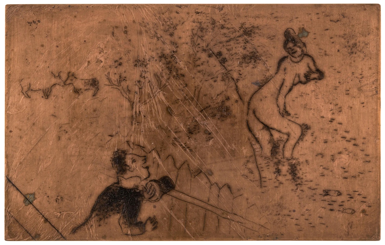 Avarice III (Unpublished Plate), for Les Sept Péchés Capitaux (Kornfeld 63, See Cramer 7) by Marc Chagall