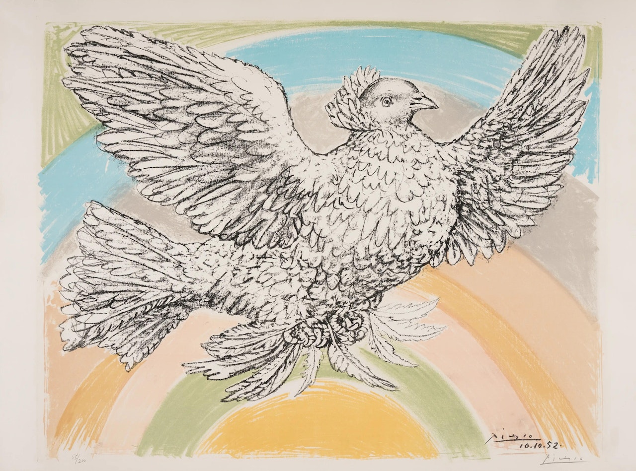 Colombe volant (à l"Arc en Ciel) (Bloch 712; Mourlot 214) by Pablo Picasso