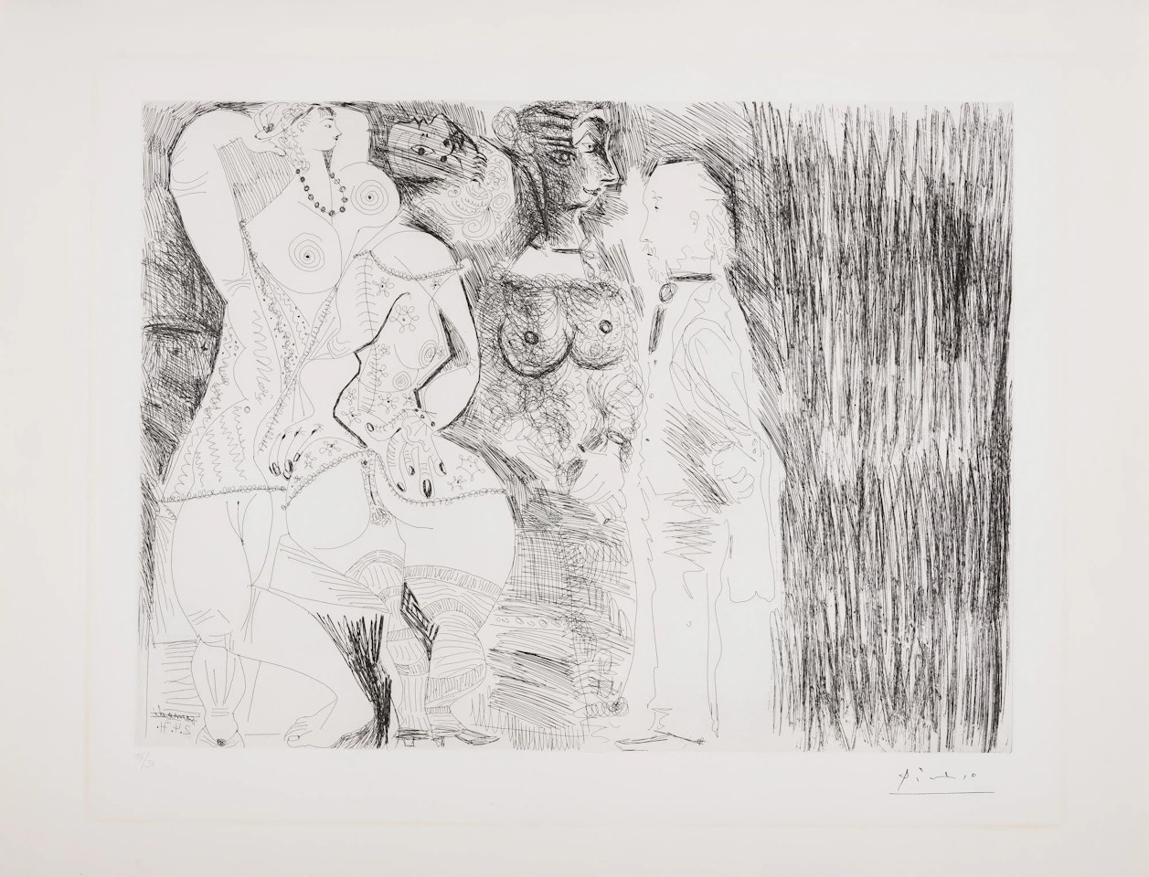 Degas Imaginant: Scène de séduction entre deux filles, avec matrone hypocrite (Bloch 1962) by Pablo Picasso