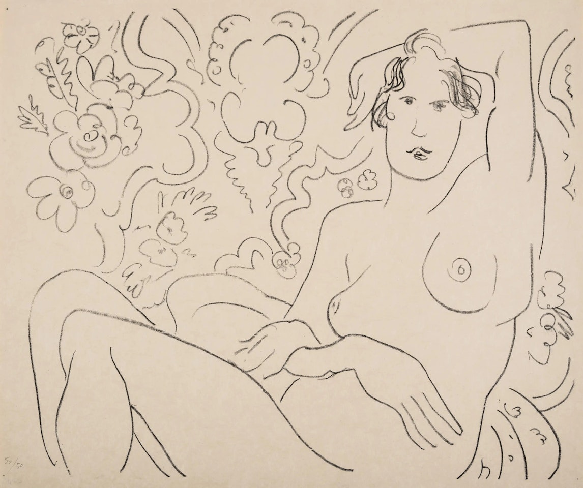 Nu assis, bras gauche sur la tête (Duthuit 473) by Henri Matisse