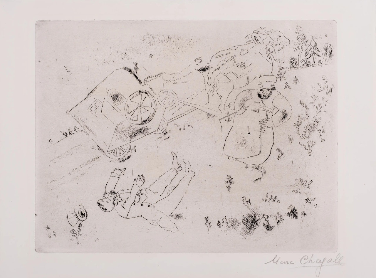 La Britchka S"est Renversée pl.14, from Les Âmes Mortes (Cramer 17) by Marc Chagall