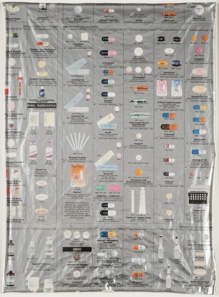 Pharmacy wallpaper (silver) by Damien Hirst