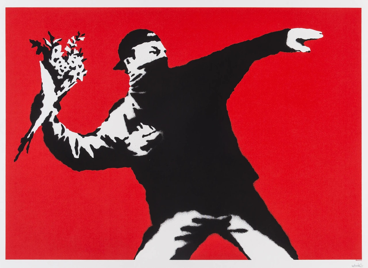 Love is in the Air (Flower Thrower) (Signed) by Banksy