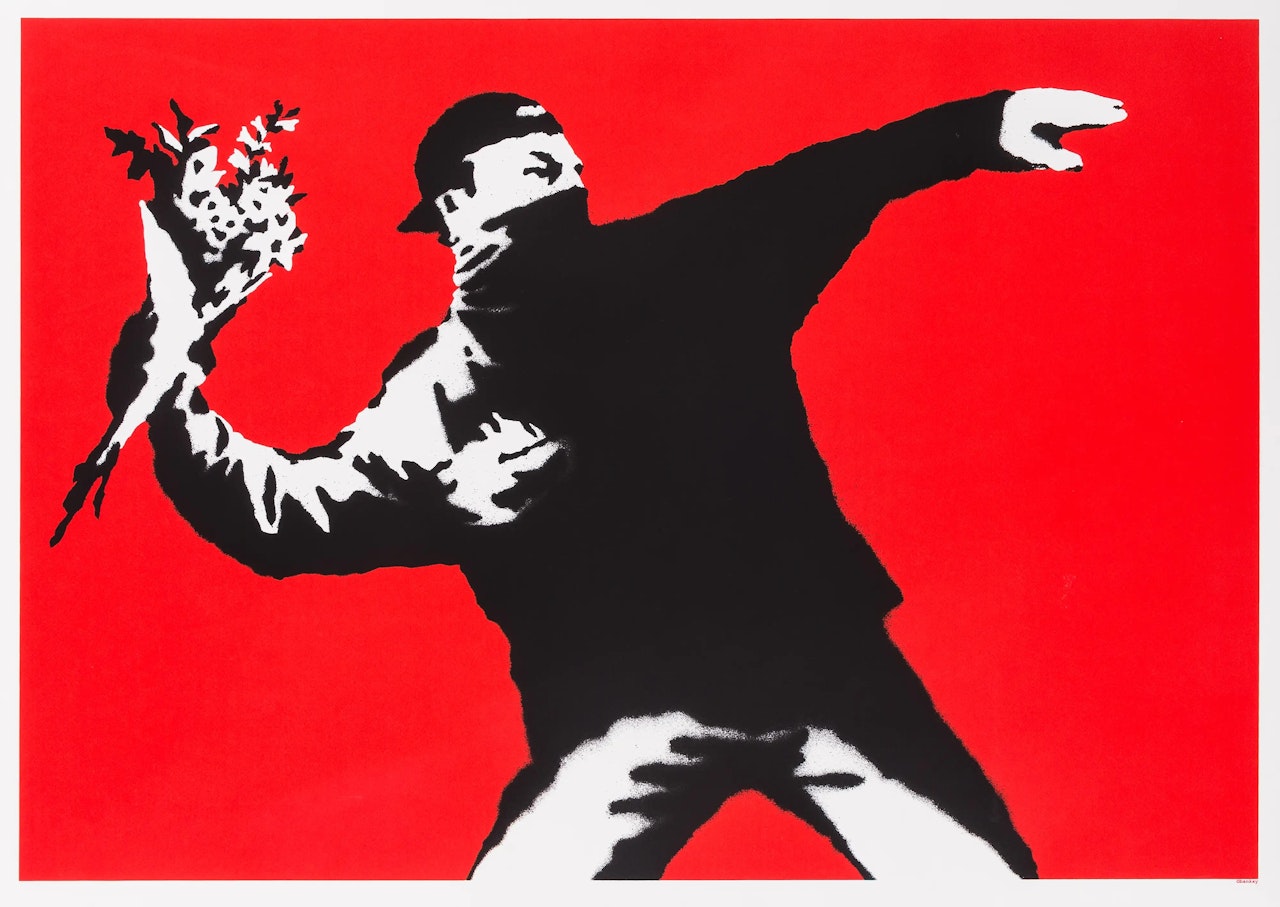 Love is in the Air (Flower Thrower) by Banksy