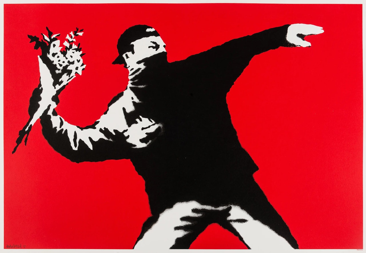 Love is in the Air (Flower Thrower) (Signed) by Banksy