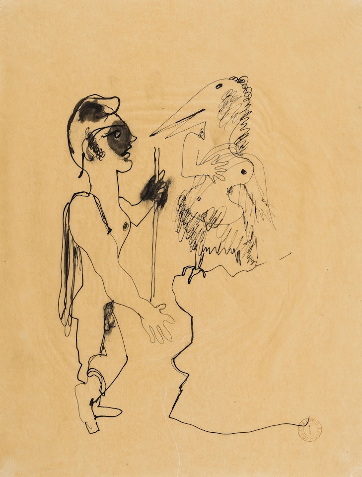 Œdipe Recontrant Un Monstre Mi-Femme, Mi-Oiseau by Jean Cocteau