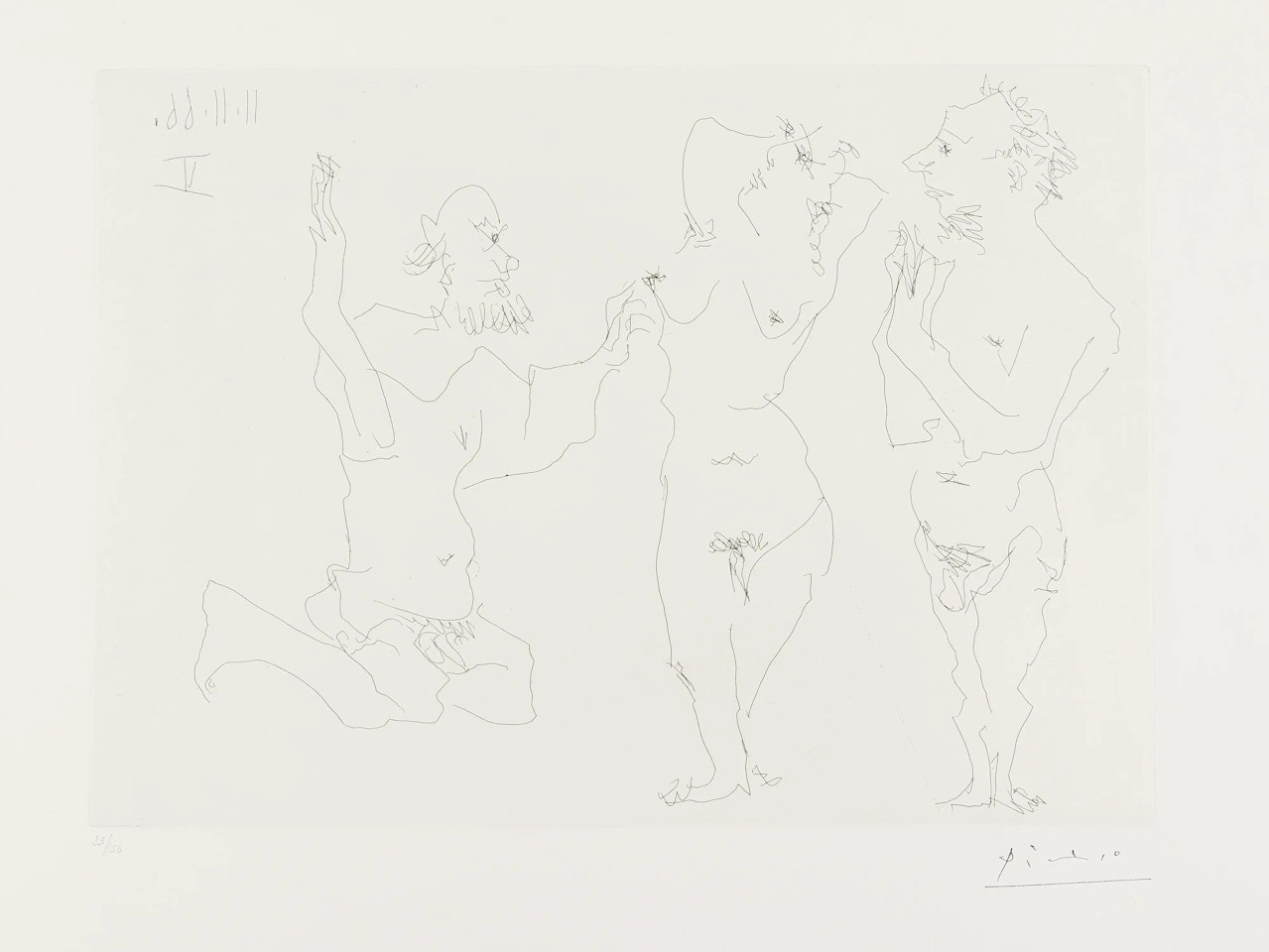 Two Old Men Courting Nude (Bloch 1411) by Pablo Picasso