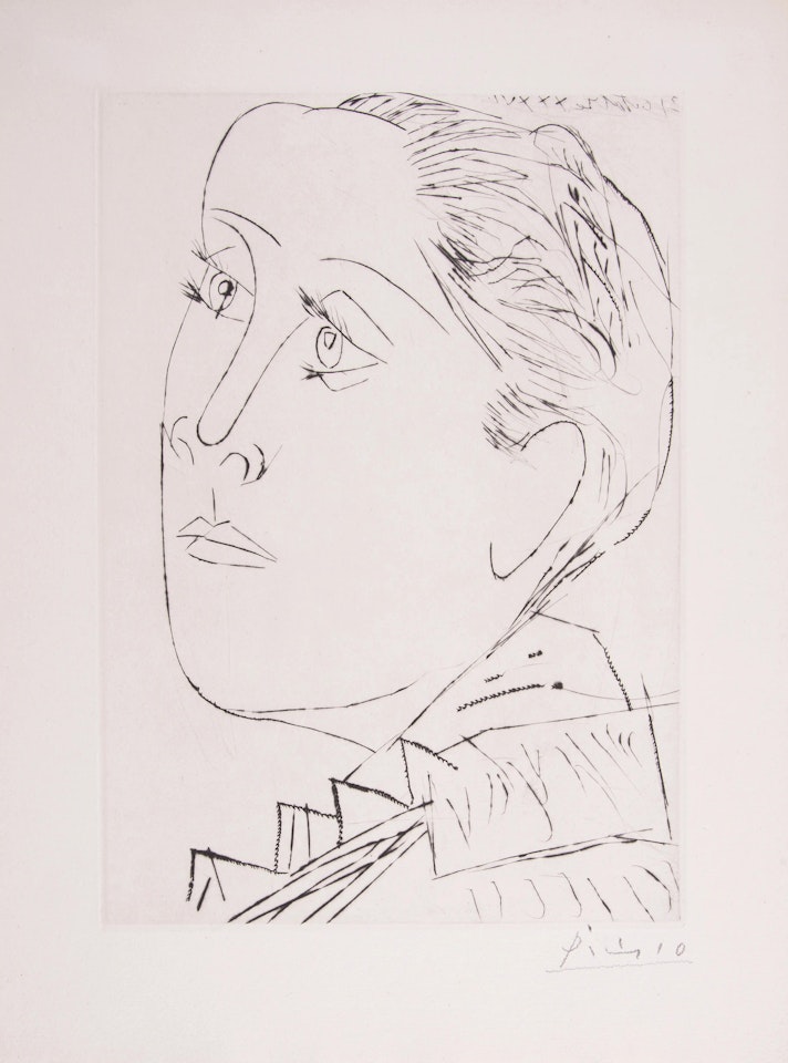 Portrait de Dora Maar au Chignon I (Tête de Femme Demi-Profil À Gauche) (Bloch 291, Baer 611) by Pablo Picasso