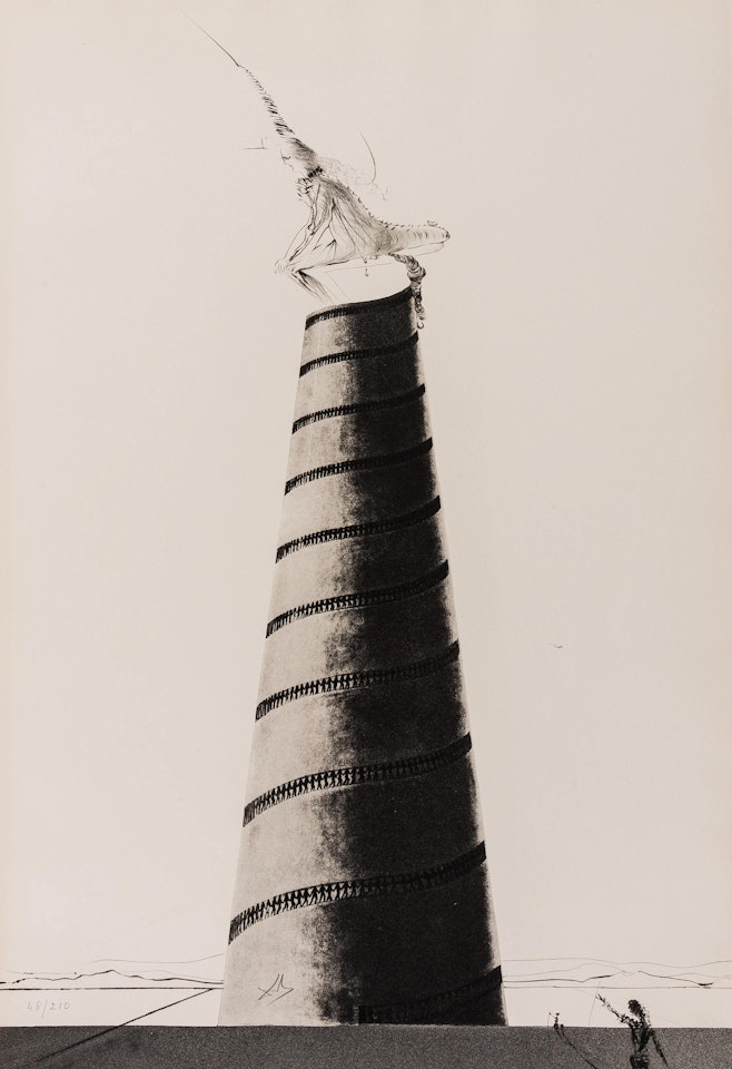 Zootrope et Tour Boullée(Field 73-20-IJ) by Salvador Dali