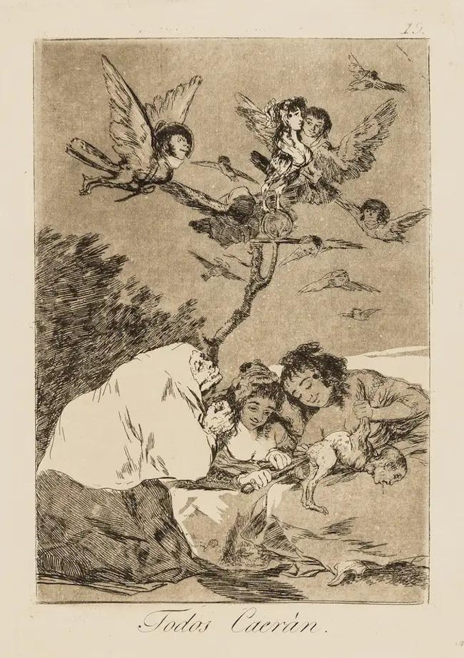 Nine plates from "Los Caprichos", the Second Edition by Francisco José de Goya