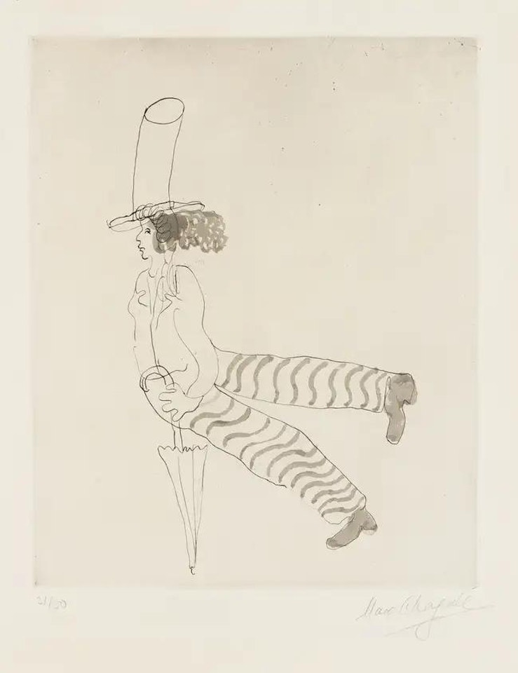 Pierrot avec Parapluie by Marc Chagall