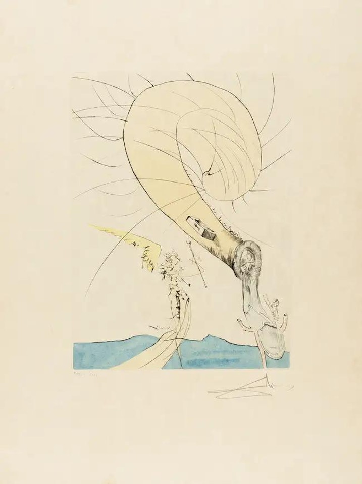 Freud with a Snail Head (Field 74-8G; M&L 672d) by Salvador Dali