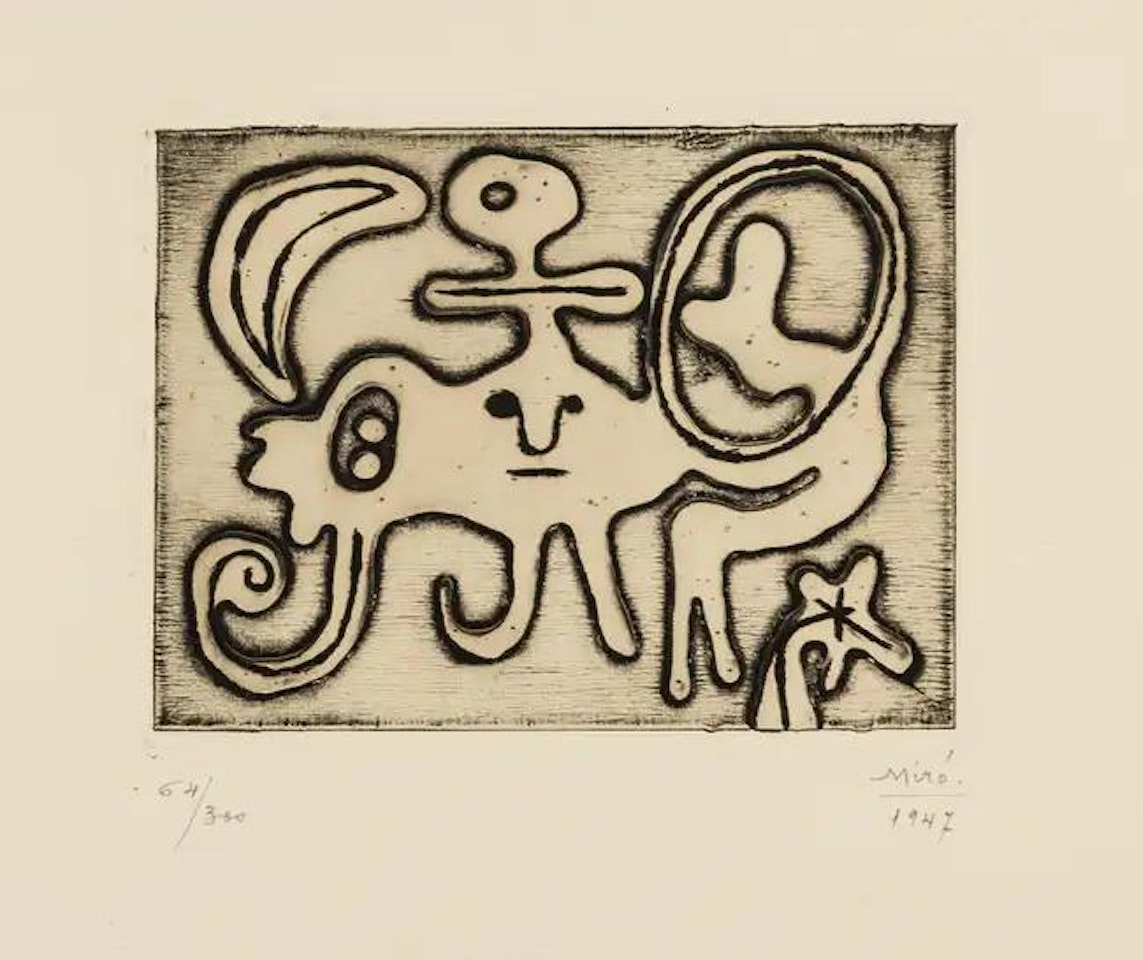 Femme et Oiseau Devant La Lune (Dupin 51) by Joan Miró