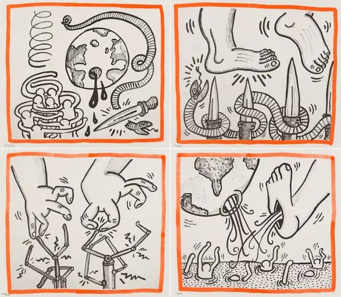 Against All Odds (four plates) by Keith Haring