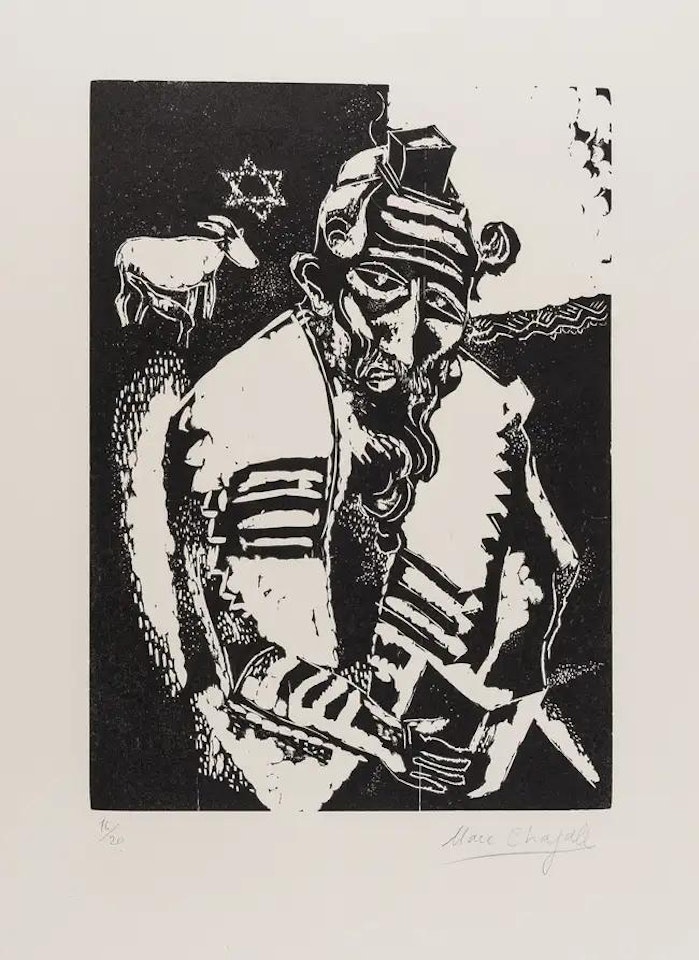 Le Juif Priant, Juif à la Thora, La Maison, L"Homme au Sac, Chèvre et Violin, L"Ecuyère et le Coq, (Kornfeld 31 III, 32 IV b, 33II b, 34 II b, 35 c and 84) by Marc Chagall