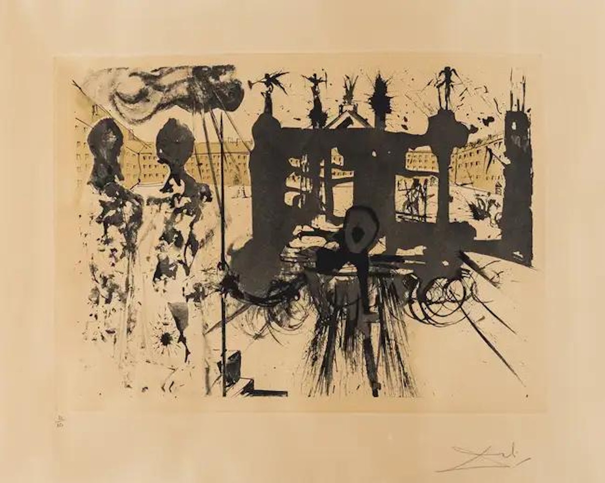 Le Portique (Field 73-1-G; M&L 519a) by Salvador Dali