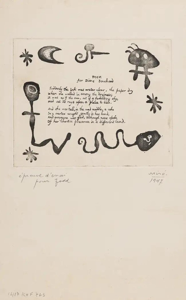 A Poem for Diane Bouchard (See Duthuit Vol. 1 p.16-17) by Joan Miró