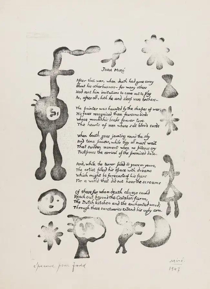 A Poem for Joan Miró (See Duthuit Vol. 1 p.17) by Joan Miró