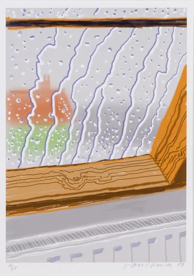 Rain on the Studio Window by David Hockney