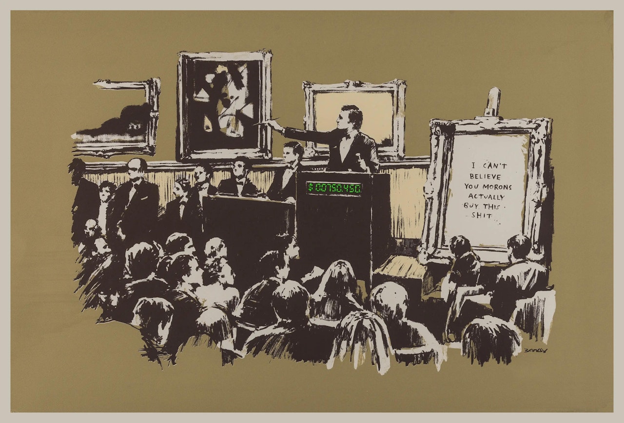 Morons (Sepia) by Banksy