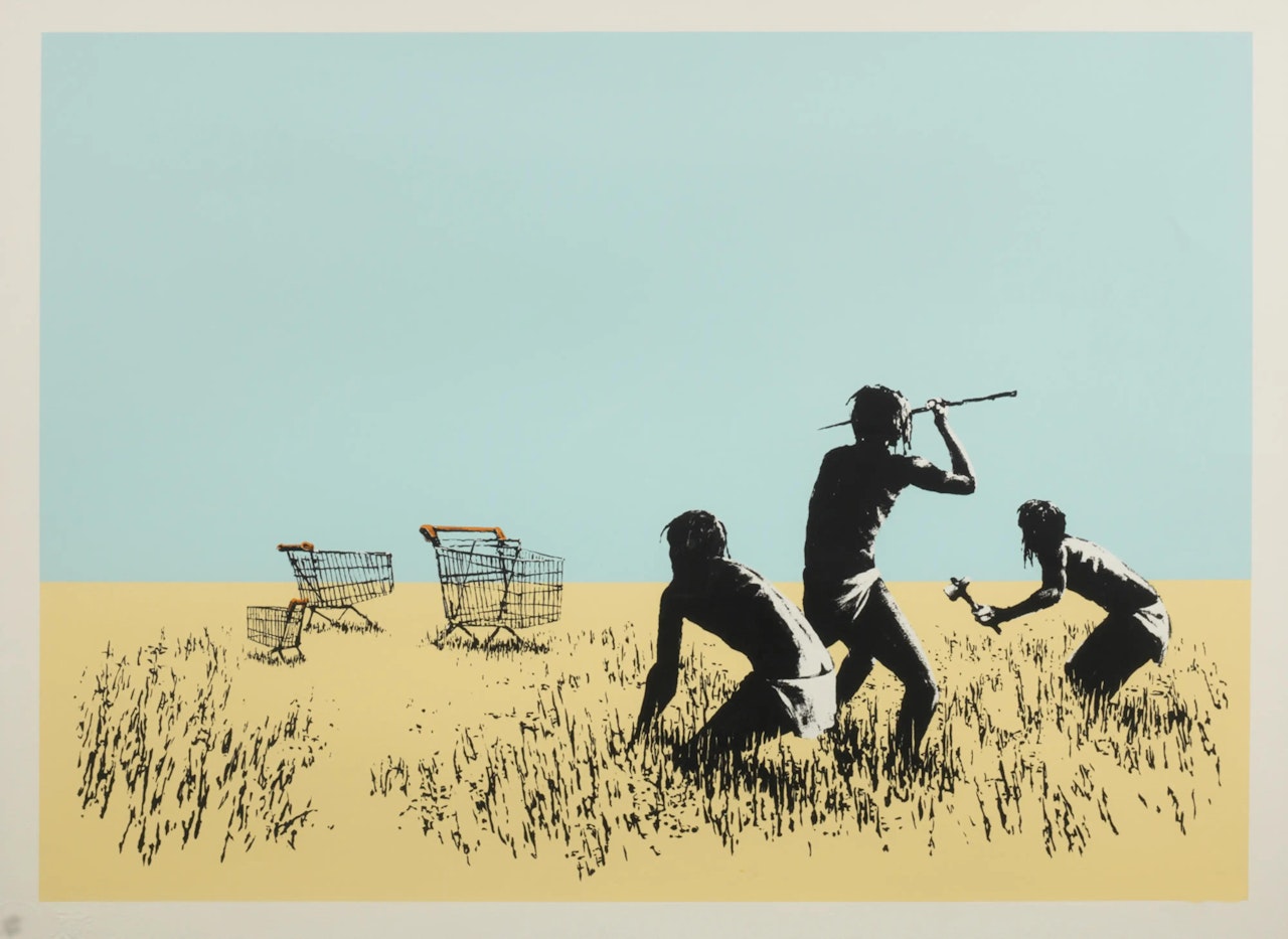 Trolleys (colour) by Banksy