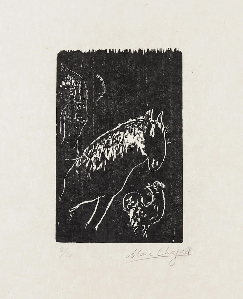 The Praying Jew, Jew in the Torah, The House, The Man with the Bag, Goat and Violin and The Horsewoman and the Rooster by Marc Chagall