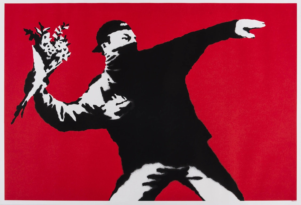 Love is in the Air (Flower Thrower) by Banksy