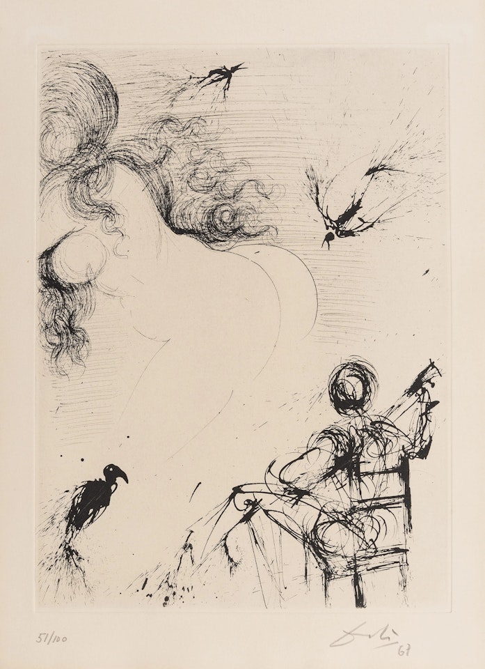 Nu au peroquet (Field 67-10.H) by Salvador Dali