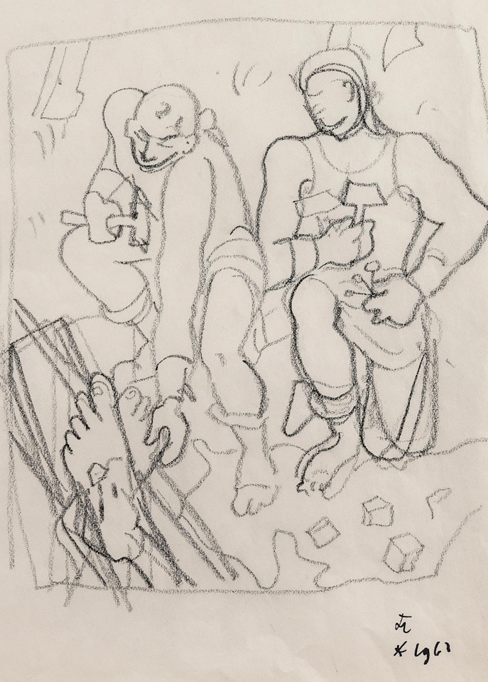 Study for the Decoration of the Chapel of Notre Dame de Jerusalem at Frejus by Jean Cocteau