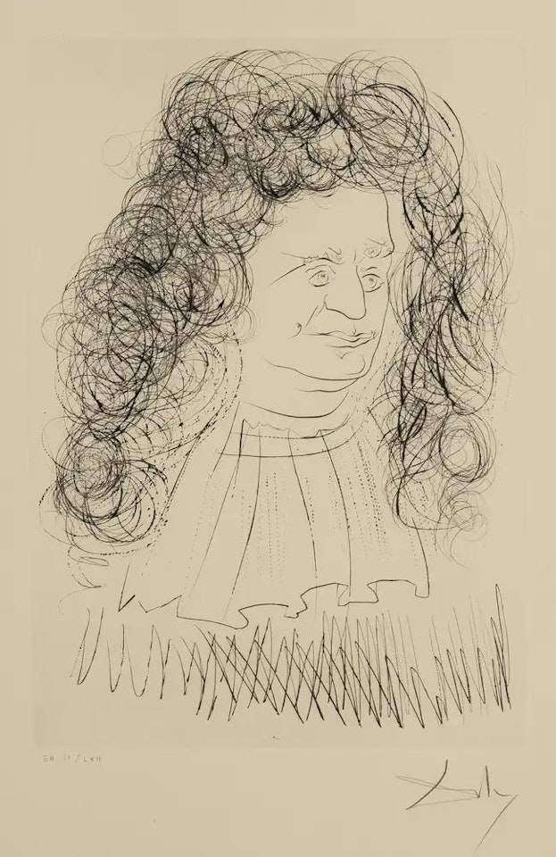 Portrait of La Fontaine (from La Fontaine"s Bestiary Dalinized) (Field 74-1-A; M & L 653) by Salvador Dali