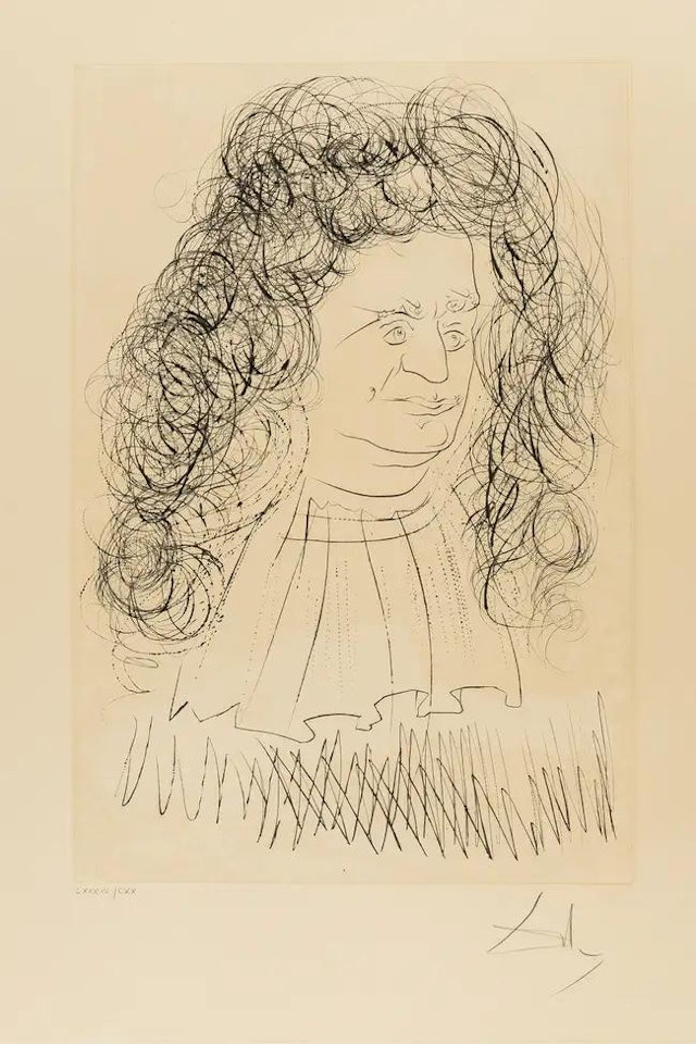 Portrait of La Fontaine (from La Fontaine"s Bestiary Dalinized) (Field 74-1-A; M&L 653) by Salvador Dali