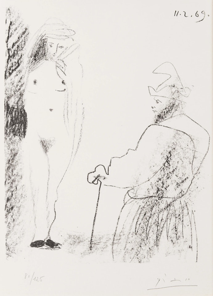 Femme Nue et Homme a la Canne (Bloch 1464) by Pablo Picasso