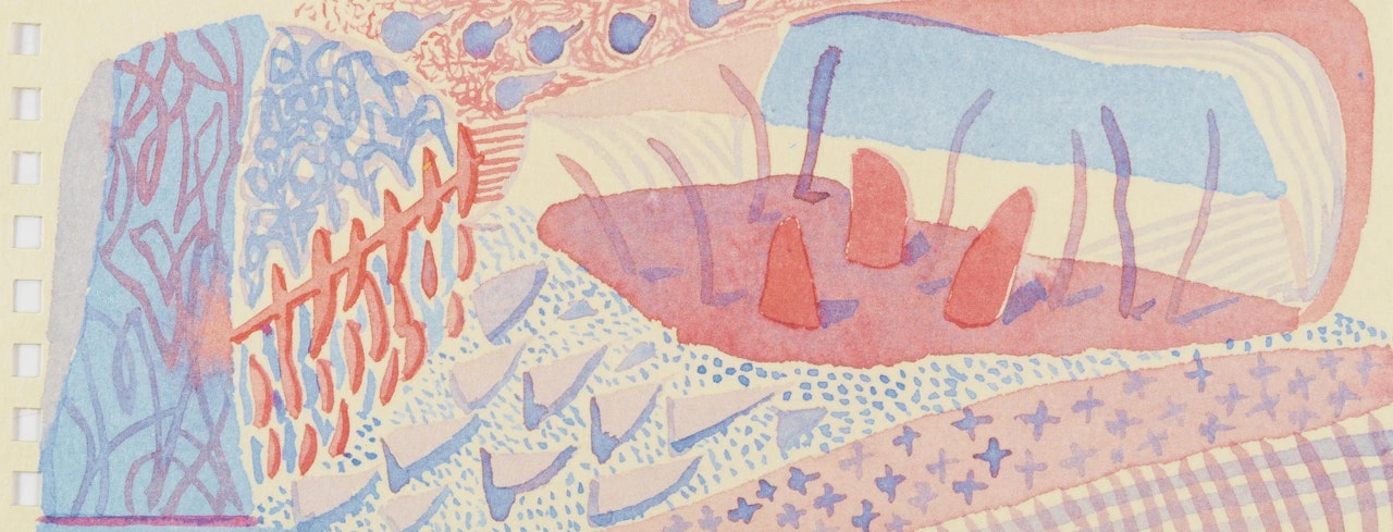 Composition Red & Blue (Momart) by David Hockney