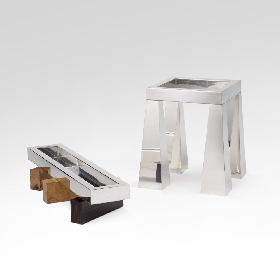Ziusudra vase and Uruinimgina centrepiece, from the 20 Argenti Grandi series by Ettore Sottsass
