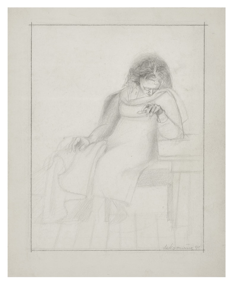 Untitled (Seated Woman with Elbow on Table) by Willem de Kooning