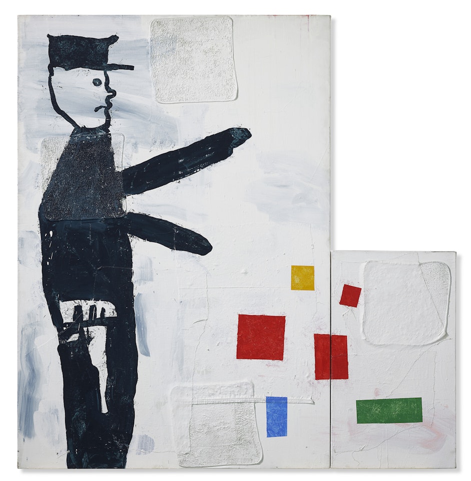 Abstract Painting with Policeman by Donald Baechler