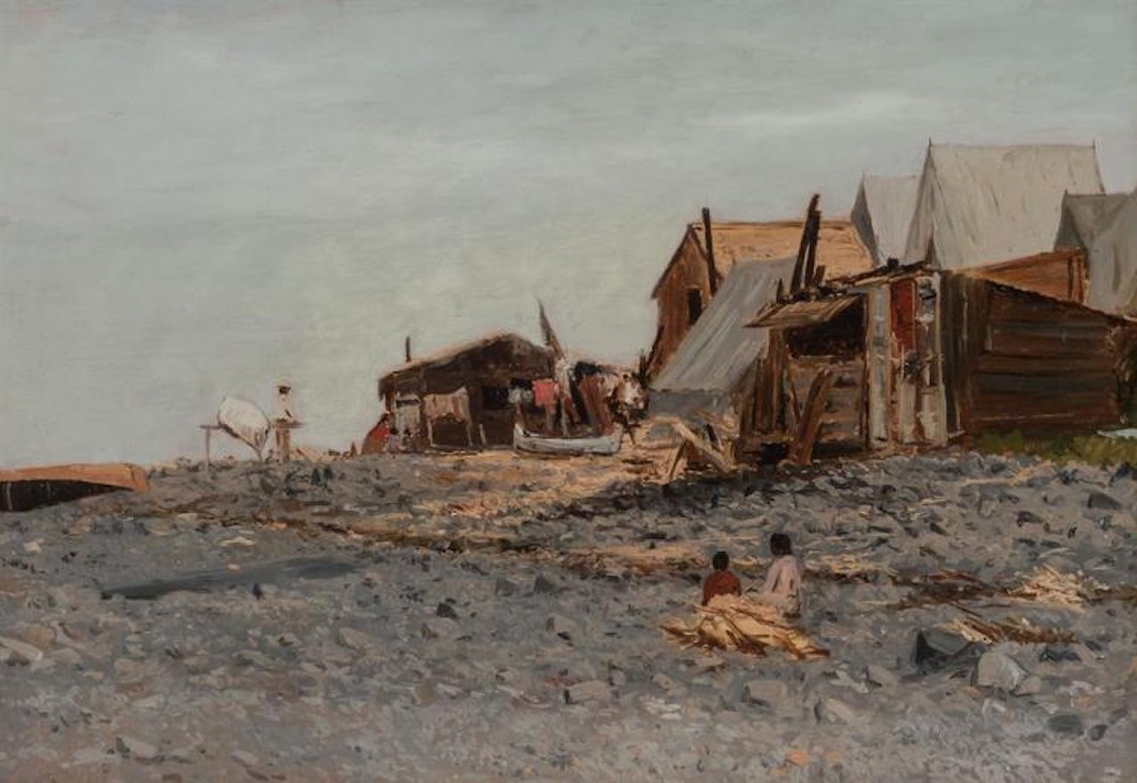 Salmon Fishery Village by Albert Bierstadt