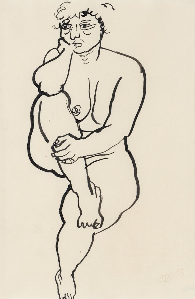 Hockender Weiblicher Akt (Crouching Female Nude) by George Grosz