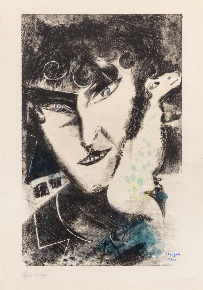Auto-portrait avec chèvre-23 by Marc Chagall