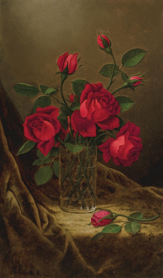 "Vase Of Red Roses" by Martin Johnson Heade