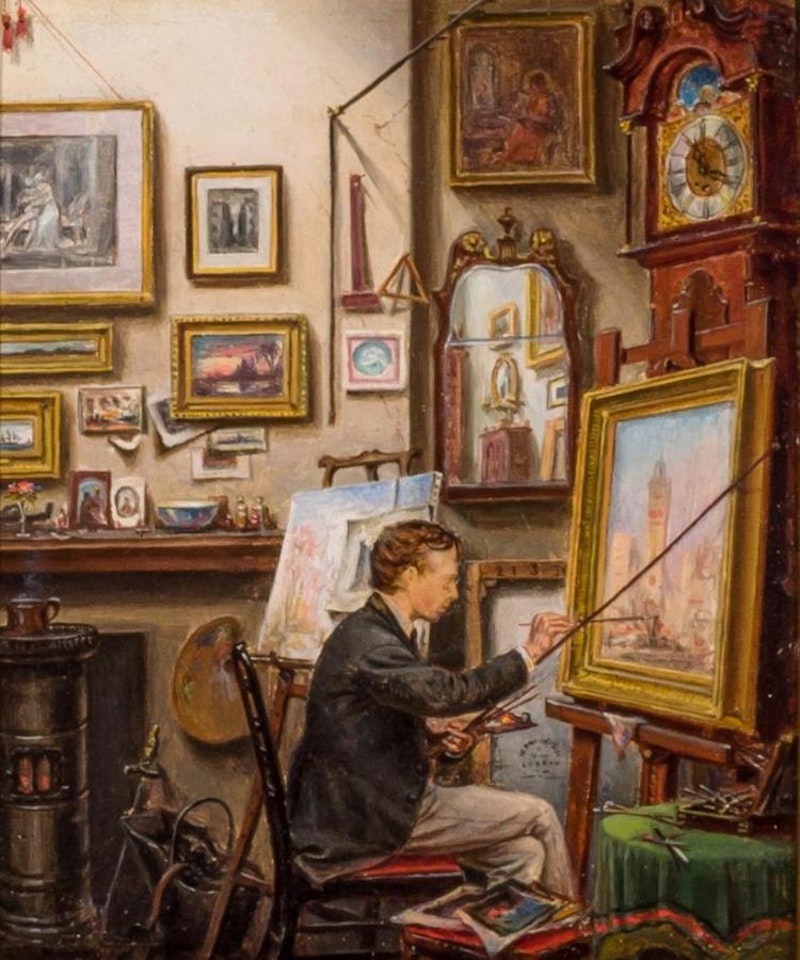 Portrait of an Artist in His Studio by Continental School