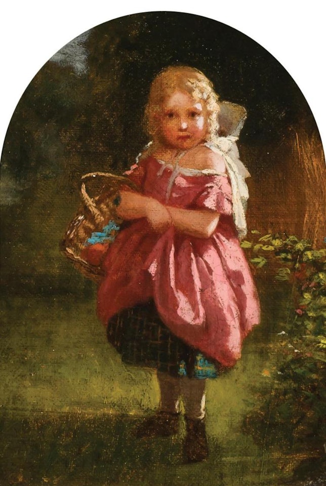 Little Girl in Pink Holding a Basket by John George Brown