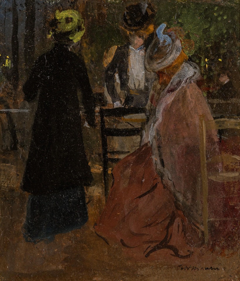 Paris Café Scene with Three Figures by Alfred H. Maurer