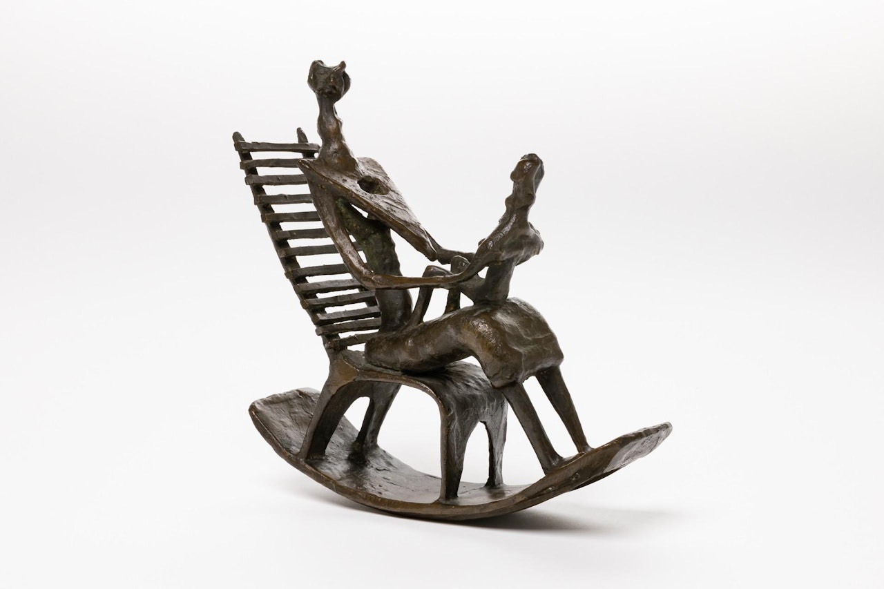 "Mother and Child on Ladderback Rocking Chair," by Henry Moore