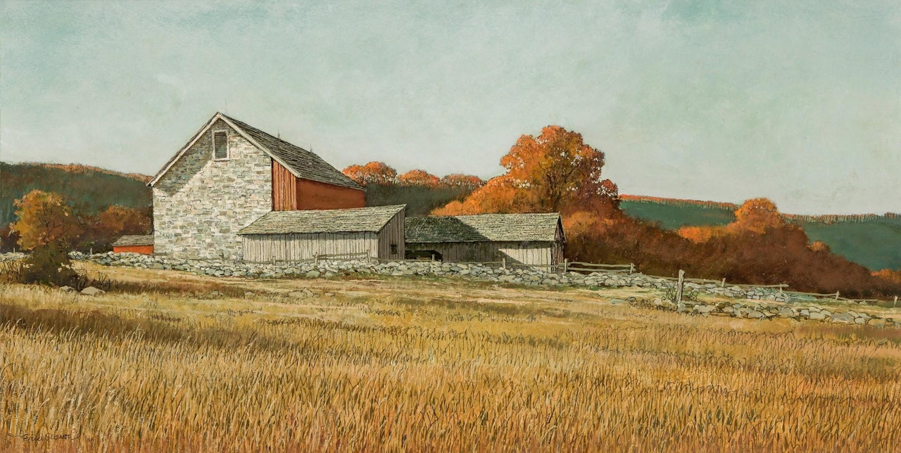 Stone Barn in Autumn by Eric Sloane