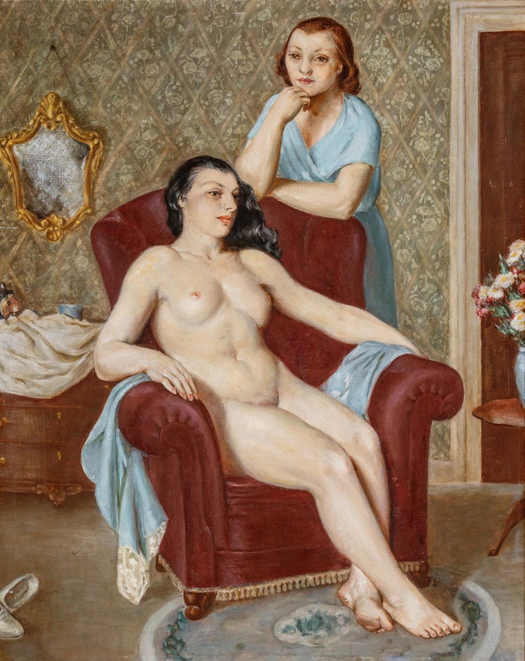 Two Women in the Dressing Room by Russian School